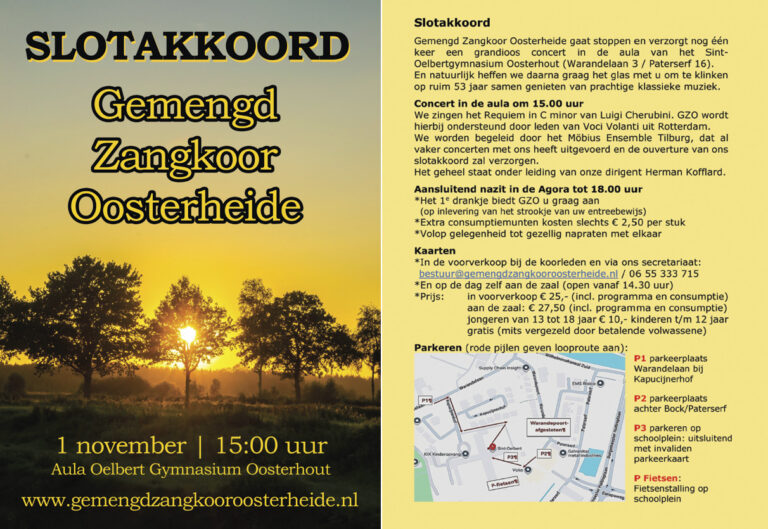 Laatste concert Gemengd Zangkoor Oosterheide – Slotakkoord van GZO — muziek in Oosterhout